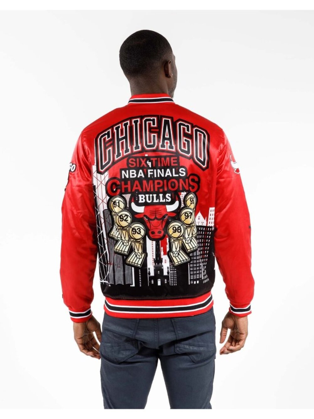 Chicago Bulls NBA Finals Champions Varsity Jacket 6 Rings Satin Jordan Urbancore